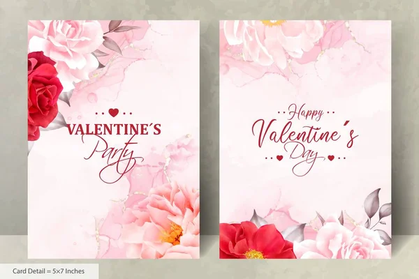 Tarjeta Invitación Romántica Boda Acuarela Fijada Con Flor Las Hojas — Vector de stock