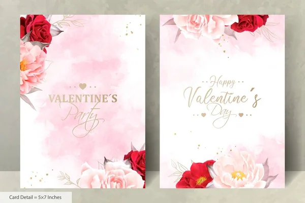 Tarjeta Invitación Romántica Boda Acuarela Fijada Con Flor Las Hojas — Vector de stock