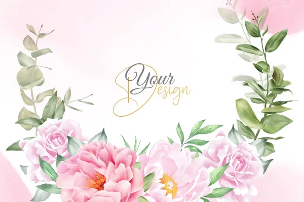 ロマンチックな水彩アレンジメント花の背景デザイン月の花と葉 — ストックベクタ