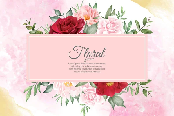 Arrangement Aquarelle Romantique Fleur Fond Design Avec Marron Floral Feuilles — Image vectorielle