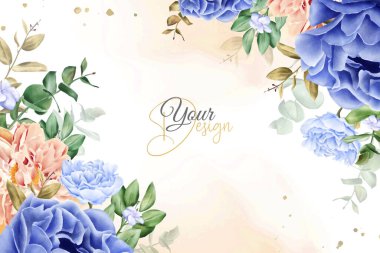 Gerçekçi Suluboya Çiçek Arkaplan Tasarımı El Tarlası Çiçeği ve Yaprakları