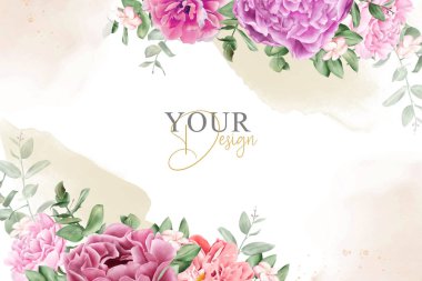 Gerçekçi Suluboya Çiçek Arkaplan Tasarımı El Tarlası Çiçeği ve Yaprakları