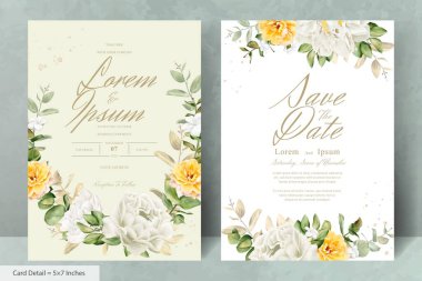 Gerçekçi Suluboya Çiçek Çelengi Davetiye Şablonu El Tarlası Çiçeği ve Yaprakları