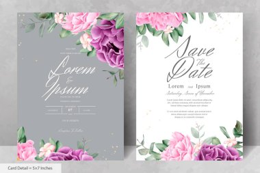 Gerçekçi Suluboya Çiçek Düğün Davetiyesi Şablonu El Çizimi Çiçek ve Yaprakları