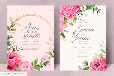 Suluboya Çiçek Düğün Davetiyesi Şablonu Gerçekçi Çiçek ve Yapraklar