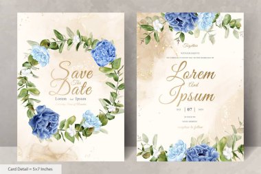 Suluboya Çiçek Düğün Davetiyesi Şablonu Gerçekçi Çiçek ve Yapraklar