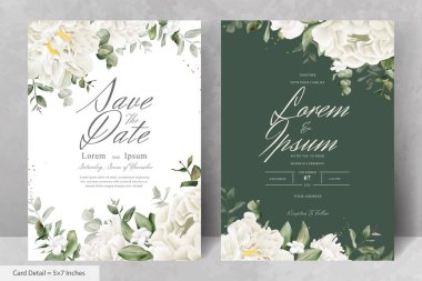 Gerçekçi Suluboya Çiçek Düğün Davetiyesi Şablonu El Çizimi Çiçek ve Yaprakları