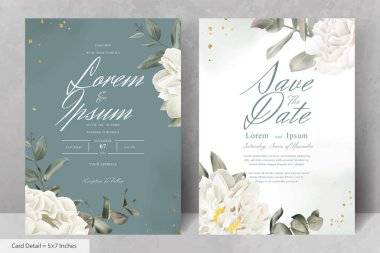 Gerçekçi Suluboya Çiçek Düğün Davetiyesi Şablonu El Çizimi Çiçek ve Yaprakları