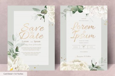 Gerçekçi Suluboya Çiçek Düğün Davetiyesi Şablonu El Çizimi Çiçek ve Yaprakları