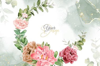 Gerçekçi Suluboya Çiçek Arkaplan Tasarımı El Tarlası Çiçeği ve Yaprakları