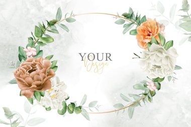 Gerçekçi Suluboya Çiçek Arkaplan Tasarımı El Tarlası Çiçeği ve Yaprakları