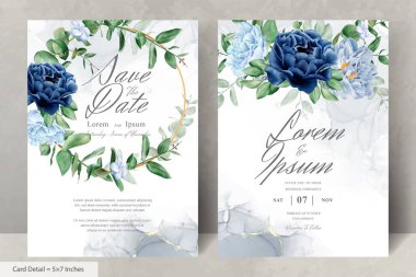 Suluboya Deniz Mavisi Çiçek ve Çelenk Düğün Kırtasiyesi Bırakıyor