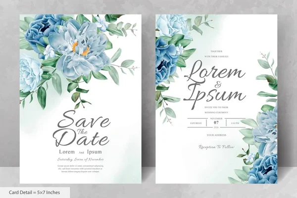Остаточний Весільний Зал Блакитною Квіткою Листям — стоковий вектор