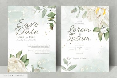 Gerçekçi Suluboya Çiçek Düğün Davetiyesi Şablonu El Çizimi Çiçek ve Yaprakları