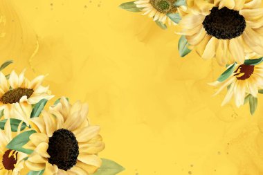 Suluboya Ayçiçeği Arkaplan Tasarımı