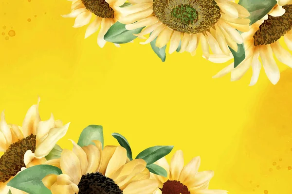 Watercolor Sunflower Background Design — Wektor stockowy