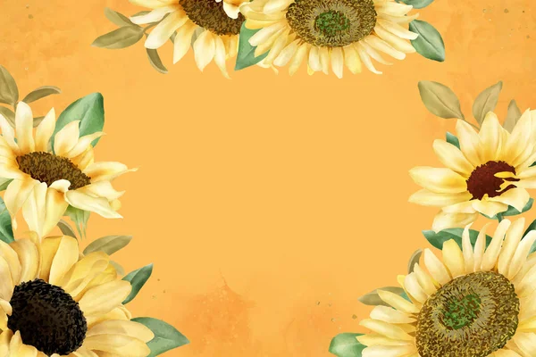 Watercolor Sunflower Background Design — Wektor stockowy