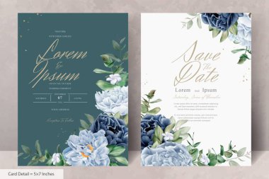 Gerçekçi Suluboya Çiçek Düğün Davetiyesi Şablonu El Çizimi Çiçek ve Yaprakları