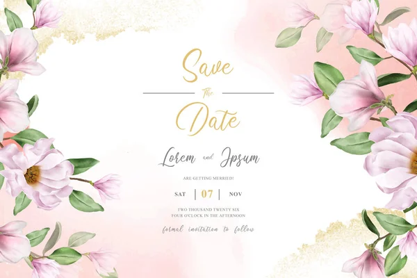 Elegante Magnolia Arrangement Blume Hochzeit Hintergrunddesign — Stockvektor