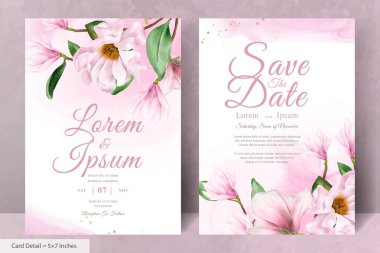 Zarif Manolya Düzenleme Çiçek Düğün Davetiyesi Şablonu