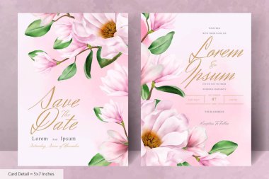 Zarif Manolya Düzenleme Çiçek Düğün Davetiyesi Şablonu