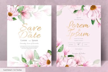 Zarif Manolya Düzenleme Çiçek Düğün Davetiyesi Şablonu