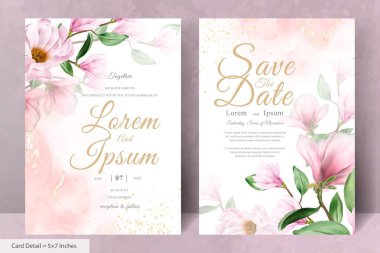 Zarif Manolya Düzenleme Çiçek Düğün Davetiyesi Şablonu