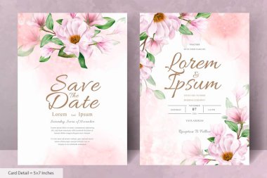 Zarif Manolya Düzenleme Çiçek Düğün Davetiyesi Şablonu