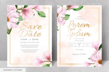 Zarif Manolya Düzenleme Çiçek Düğün Davetiyesi Şablonu