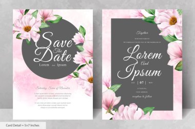 Zarif Manolya Düzenleme Çiçek Düğün Davetiyesi Şablonu