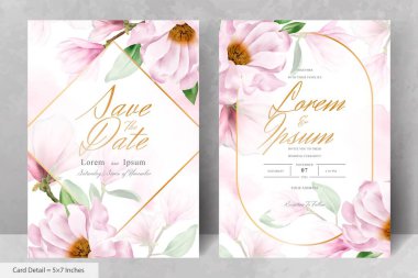 Zarif Manolya Düzenleme Çiçek Düğün Davetiyesi Şablonu