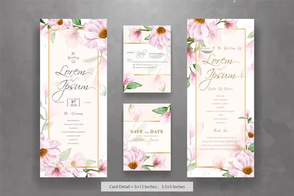 Elegant Magnolia Arrangement Flower Invitation Card Template — стоковый вектор