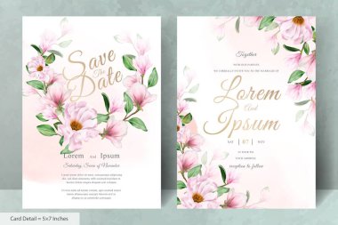 Zarif Manolya Düzenleme Çiçek Düğün Davetiyesi Şablonu