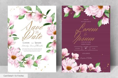 Zarif Manolya Düzenleme Çiçek Düğün Davetiyesi Şablonu