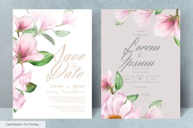 El Çekimi Manolya Düzenleme Çiçek Düğün Davetiyesi Şablonu