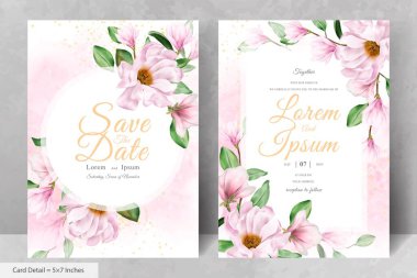 Manolya Düzenleme Çiçekli Çerçeve Düğün Davetiyesi Şablonu