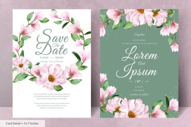 Manolya Düzenleme Çiçek Çelengi Davet Kartı Şablonu