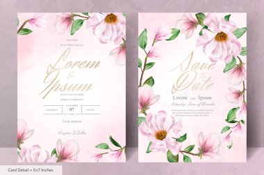 Manolya Düzenleme Çiçek Çelengi Davet Kartı Şablonu