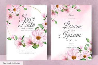 Manolya Düzenleme Çiçek Çelengi Davet Kartı Şablonu