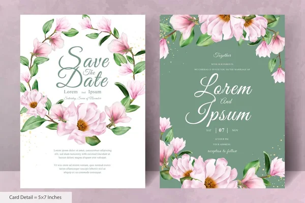 Manolya Düzenleme Çiçek Çelengi Davet Kartı Şablonu