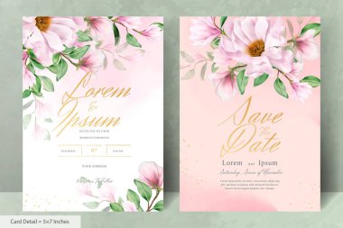 Zarif Manolya Düzenleme Çiçekli Düğün Davetiye Şablonu