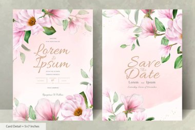 Zarif Manolya Düzenleme Çiçekli Düğün Davetiye Şablonu