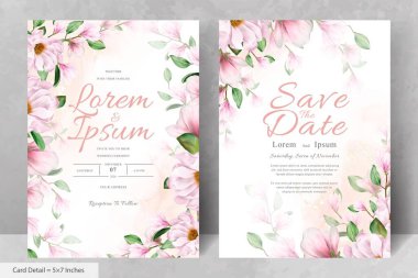 Manolya Düzenleme Çiçekli Çerçeve Düğün Davetiyesi Şablonu