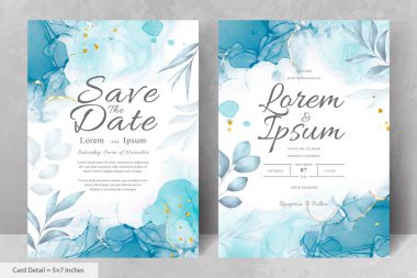 El Boyalı Suluboya Çiçek Düğün Davetiyesi Şablonu