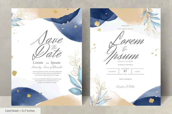 Hand Painted Watercolor Floral Wedding Invitation Template — Stock Vector