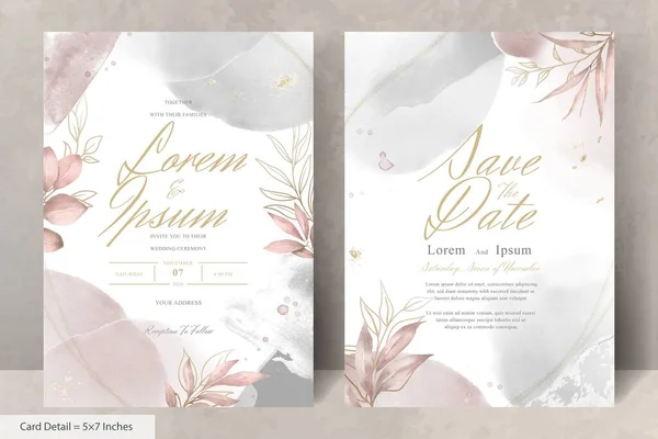 Modelo Convite Casamento Floral Pintado Mão Aquarela — Vetor de Stock