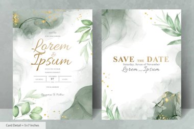 El Boyalı Suluboya Çiçek Düğün Davetiyesi Şablonu