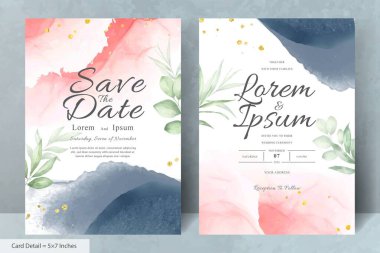 El Boyalı Suluboya Çiçek Düğün Davetiyesi Şablonu