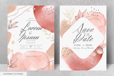 El Boyalı Suluboya Çiçek Düğün Davetiyesi Şablonu