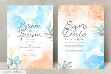 El Boyalı Suluboya Çiçek Düğün Davetiyesi Şablonu